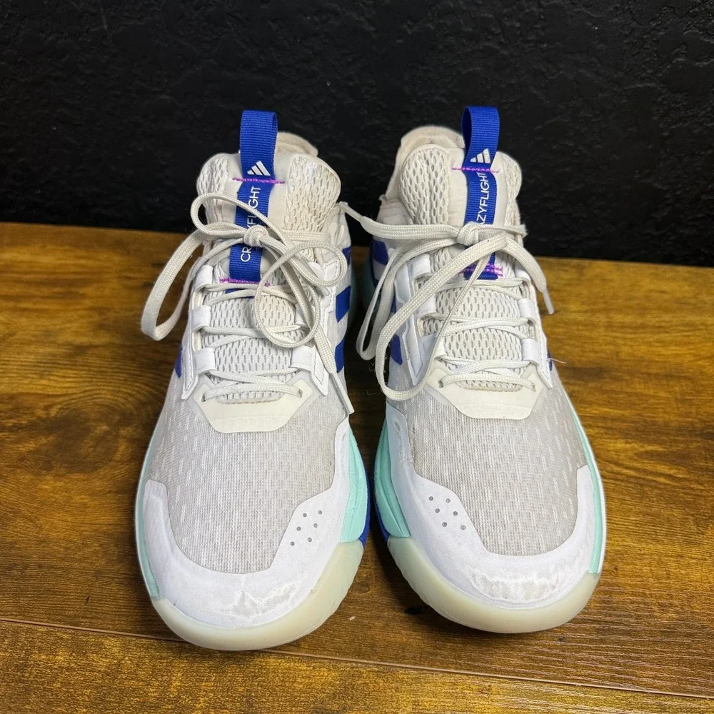Adidas Crazyflight 5 IF9262 White Blue Mesh Volleyball Shoes Womens Size 8